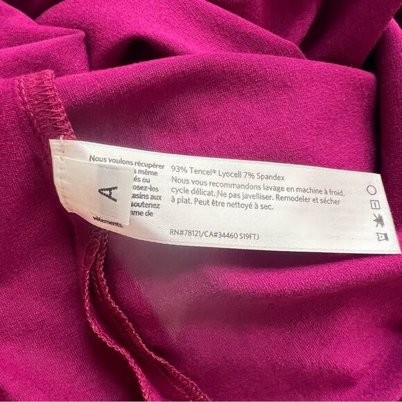 Eileen Fisher Magenta Fine Tencel Elbow Sleeve Ballet Neck Dress Size PS NWT - Picture 8 of 10